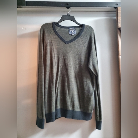 American Eagle Outfitters Dark Green V-Neck Sweater - Picture 1 of 4